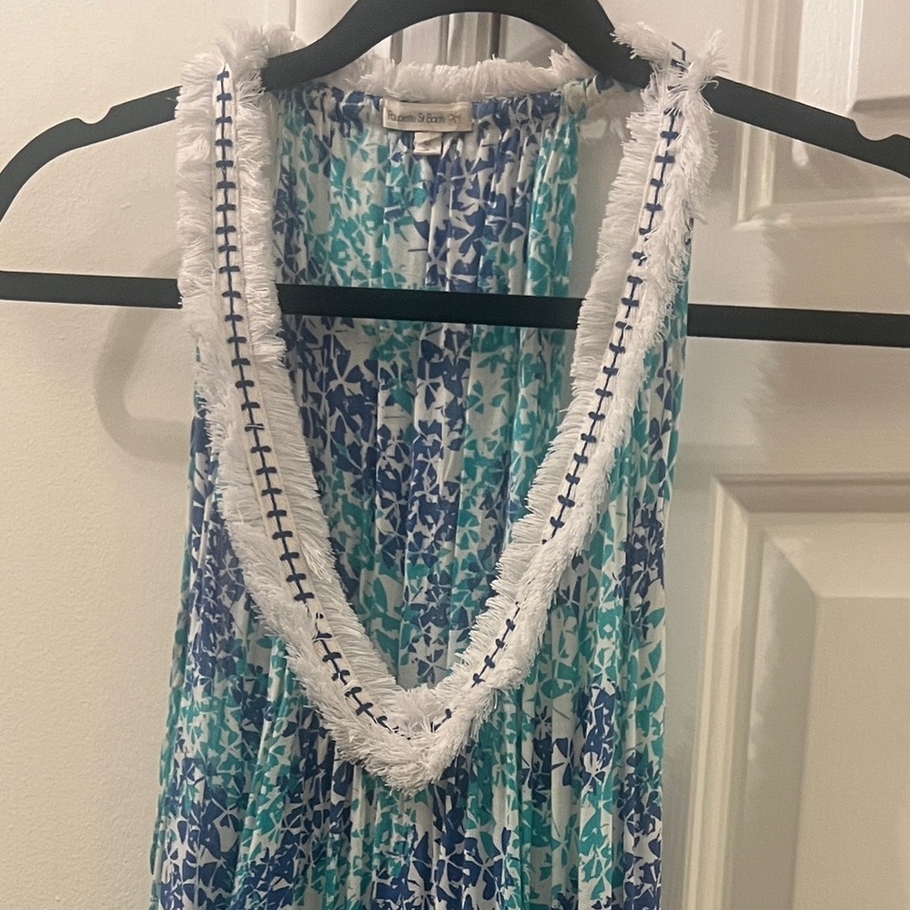 Poupette St. Barth Blue and White Patterned Dress